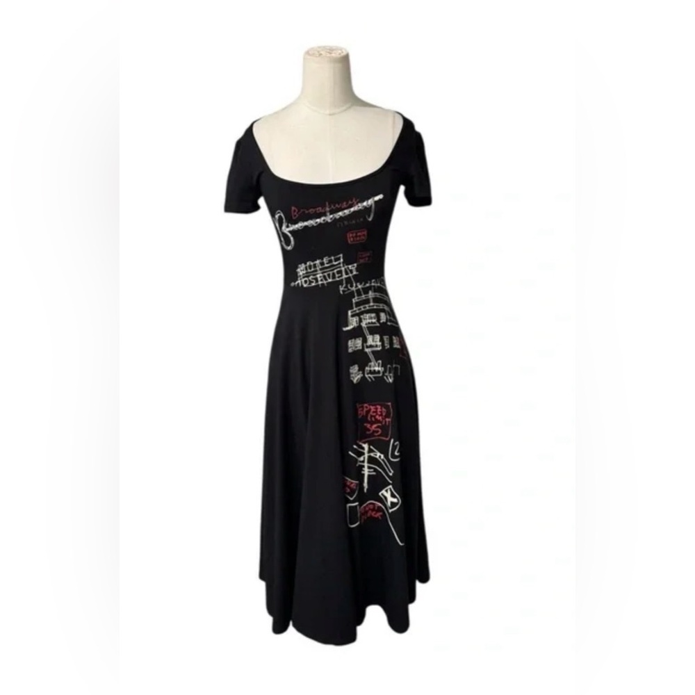 Desigual Broadway Road Artsy Print Black Dress Cotton - Knee Lenght - Picture 6 of 7